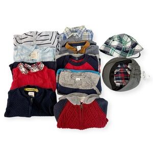 Boys Clothes Bundle 12-18 Months Rompers Sweaters Shirts Hats